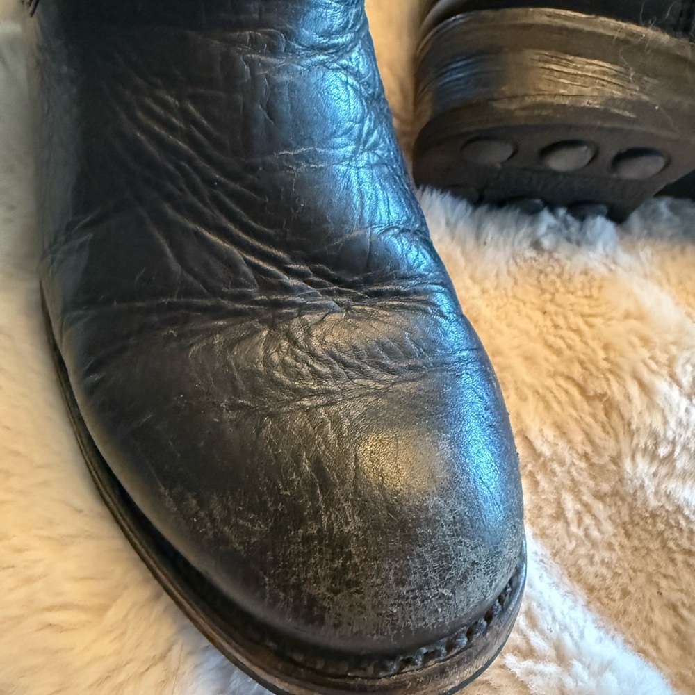 Ash Distressed Black Studded Combat Boots - Picture 4 of 10